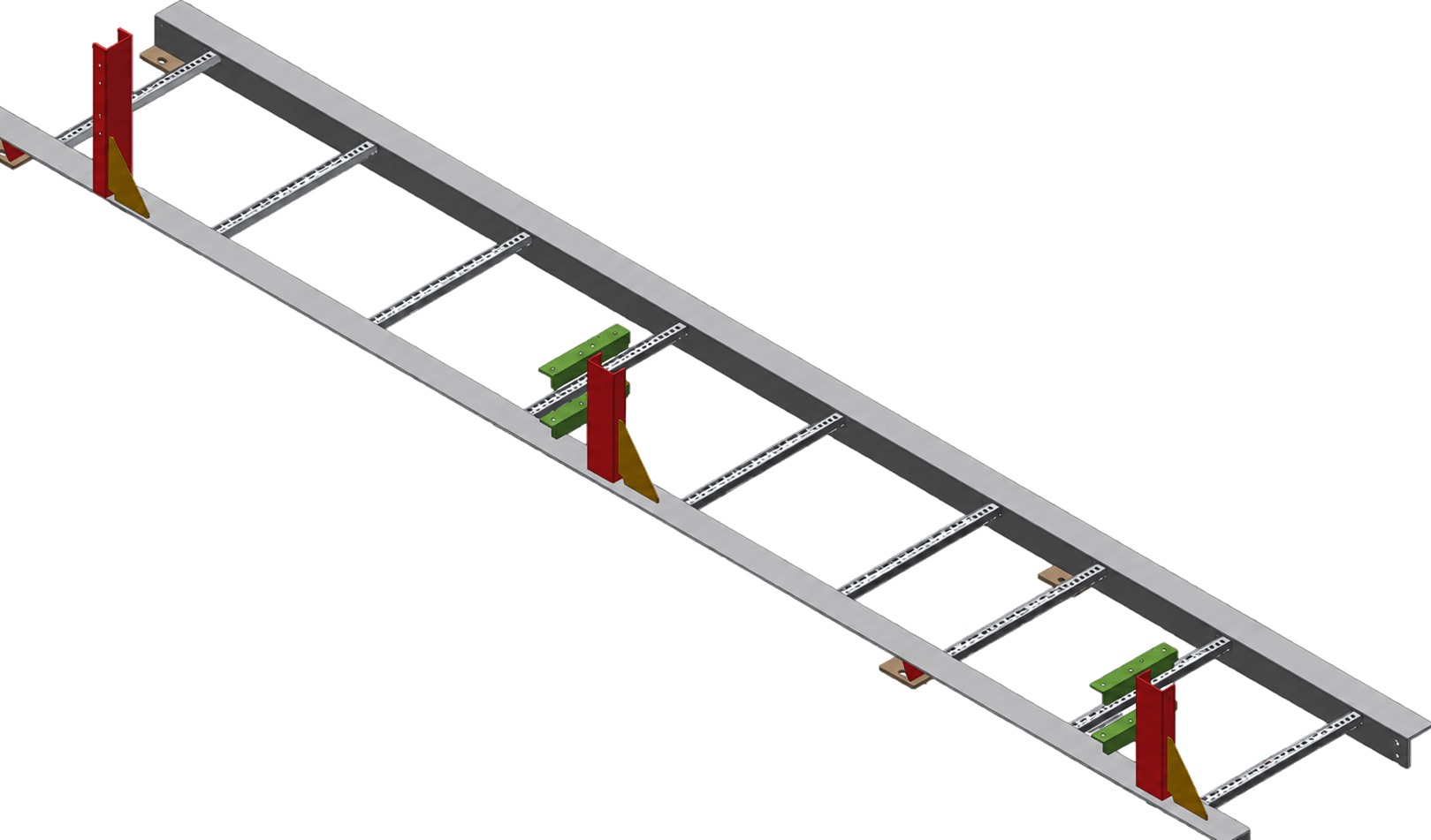 3D model of an Angle Tray W600 on its supports