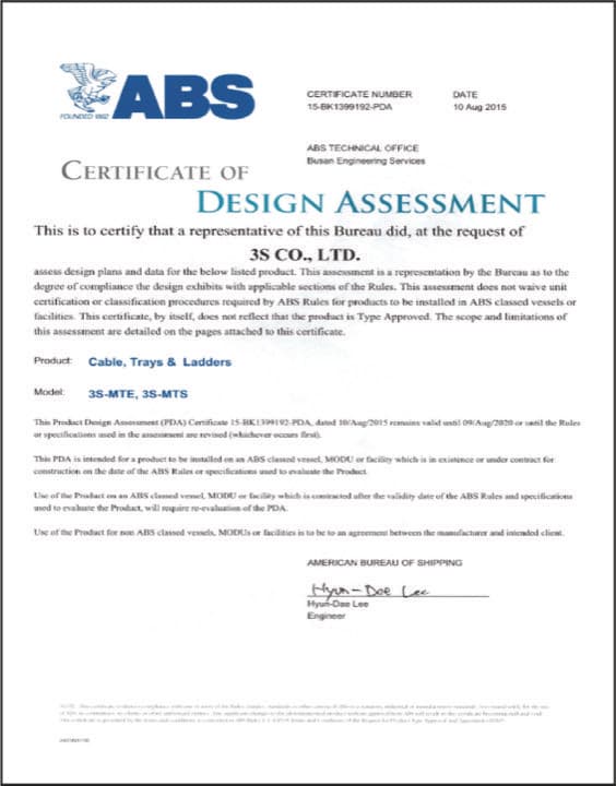 ABS design assessment certificate